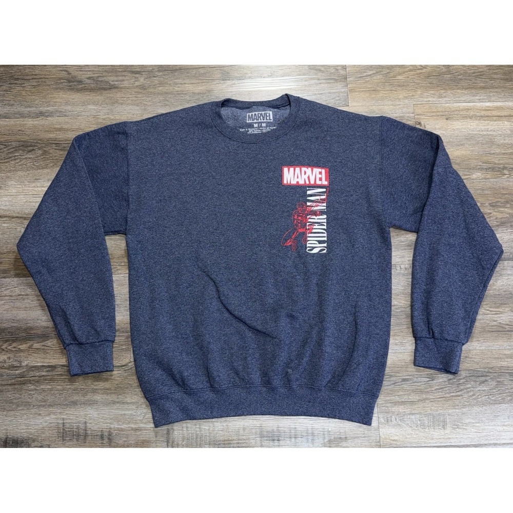 Marvel Spider-Man Crewneck Heather Blue Sweatshirt Mens/Unisex M Graphic Print